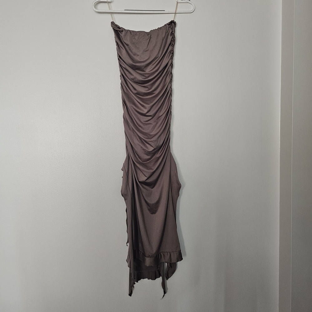 Charlotte Russe Party Ruched Strapless Dress Bodycon Fairy Asymmetrical Y2K